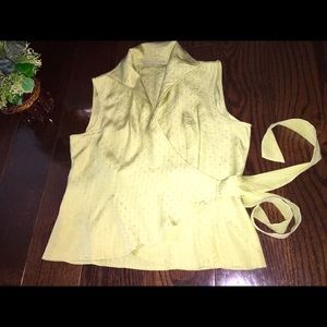Girly light green wrap collar blouse
